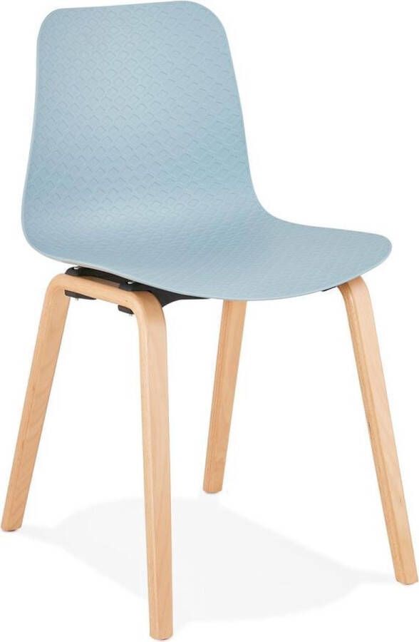 Alterego Design Alterego Scandinavische stoel 'PACIFIK' blauw met natuurlijk houten poten