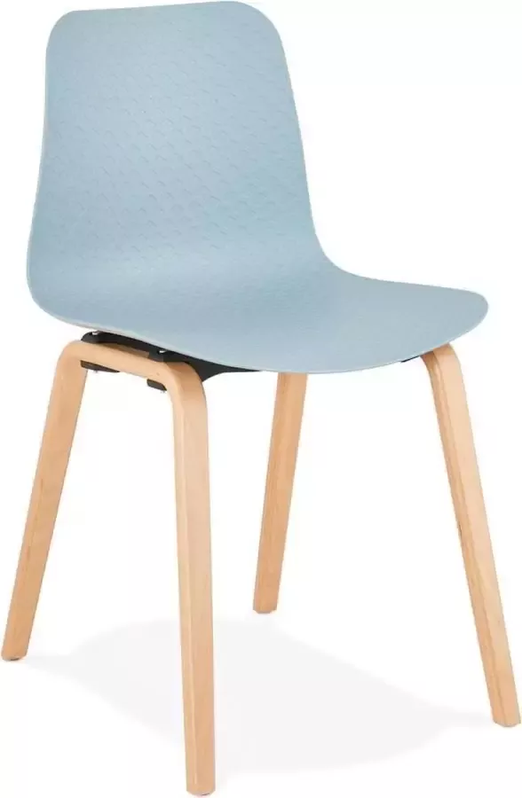Alterego Design Alterego Scandinavische stoel 'PACIFIK' blauw met natuurlijk houten poten