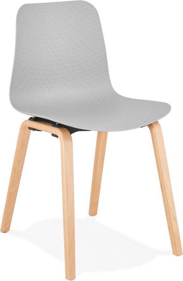 Alterego Design Alterego Scandinavische stoel 'PACIFIK' grijs met natuurlijk houten poten