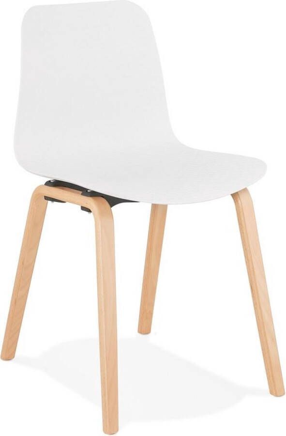 Alterego Design Alterego Scandinavische stoel 'PACIFIK' wit met natuurlijk houten poten