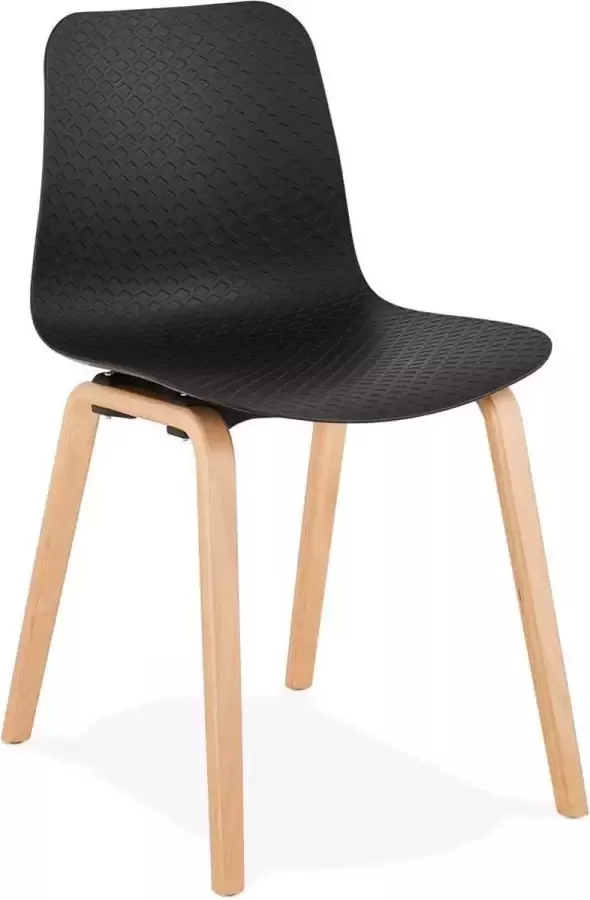 Alterego Design Alterego Scandinavische stoel 'PACIFIK' zwart met natuurlijk houten poten