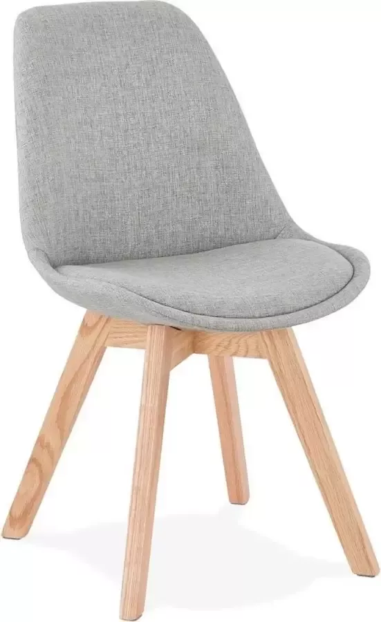 Alterego Design Alterego Scandinavische stoel 'WILLY' in grijze stof met poten in naturelkleurig hout