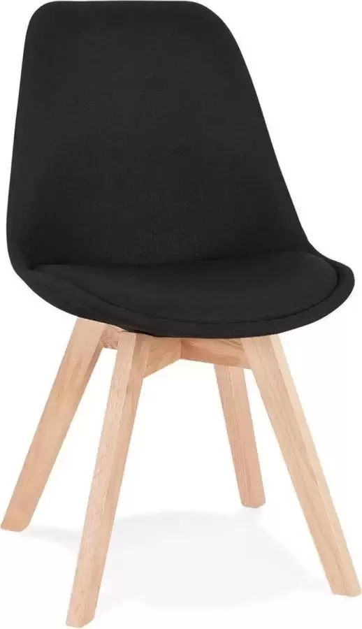 Alterego Design Alterego Scandinavische 'WILLY' van zwarte stof en houten poten met een natuurlijke afwerking
