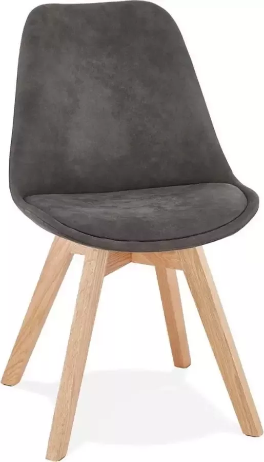 Alterego Design Alterego Stoel 'AXEL' van grijze microvezel met poten van natuurlijk hout