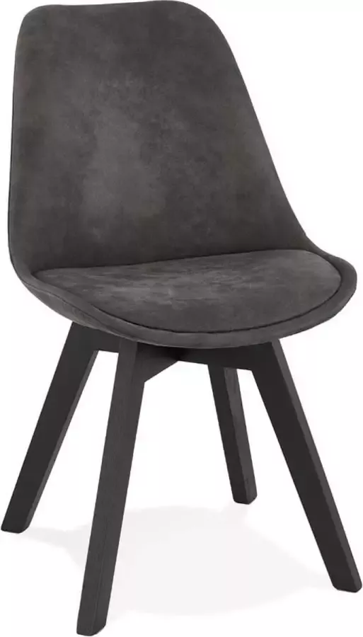 Alterego Design Alterego Stoel 'AXEL' van grijze microvezel met zwarte houten structuur