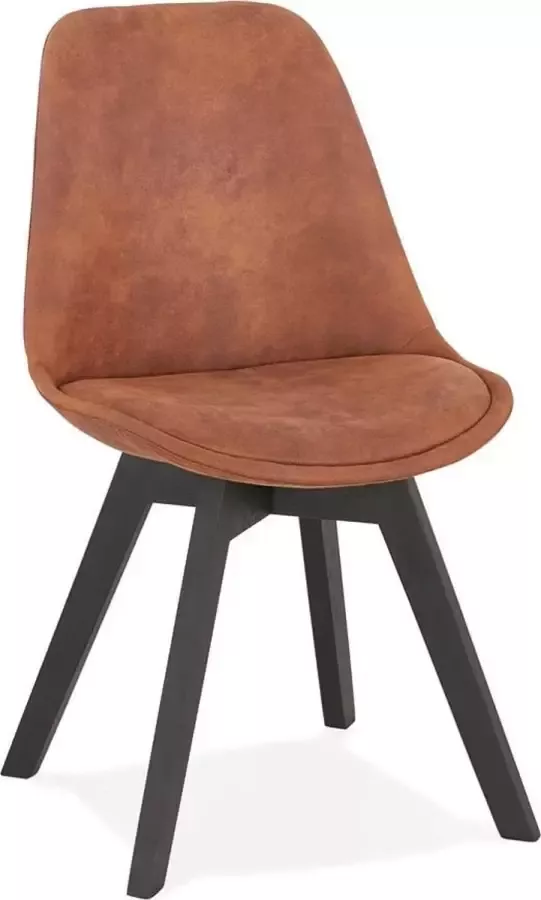 Alterego Design Alterego Stoel in bruine microfiber 'AXEL' met structuur in zwart hout