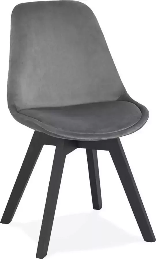 Alterego Design Alterego Stoel in grijs fluweel 'JOE' met structuur in zwart hout