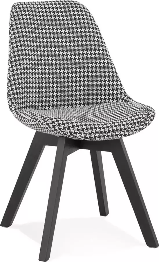 Alterego Design Alterego Stoel in pied-de-poule-print stof 'JOE' met structuur in zwart hout