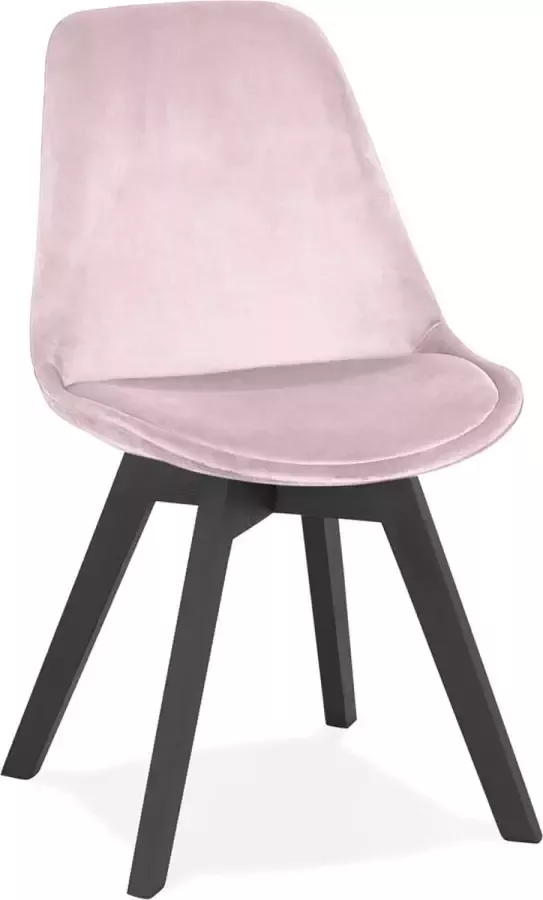 Alterego Design Alterego Stoel in roze fluweel 'JOE' met structuur in zwart hout