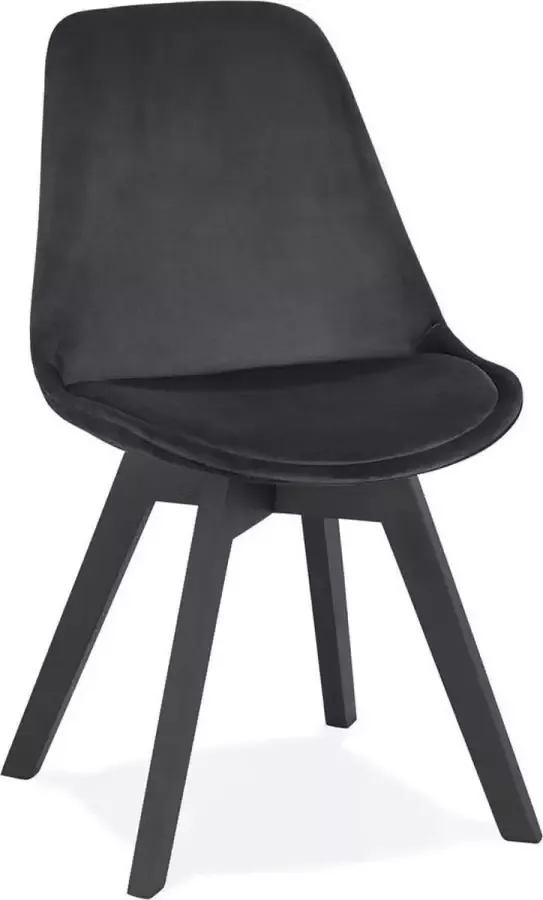 Alterego Design Alterego Stoel in zwart fluweel 'JOE' met structuur in zwart hout