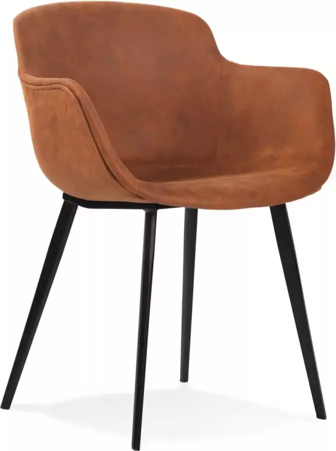 Alterego Design Alterego Stoel met armleuningen 'DERBY' van bruine microvezel