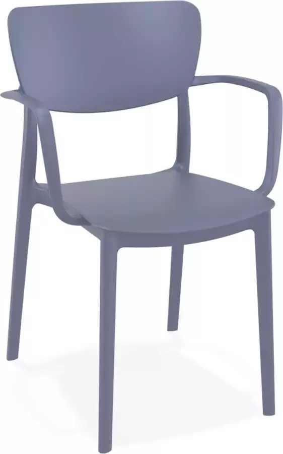 Alterego Design Alterego Stoel met armleuningen 'GRANPA' van donkergrijze kunststof