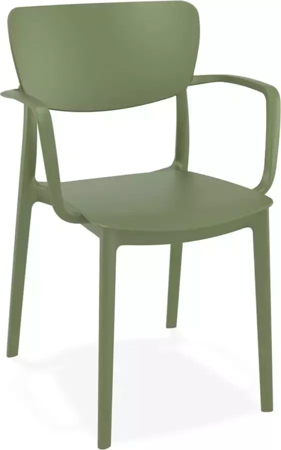 Alterego Design Alterego Stoel met armleuningen 'GRANPA' van groene kunststof