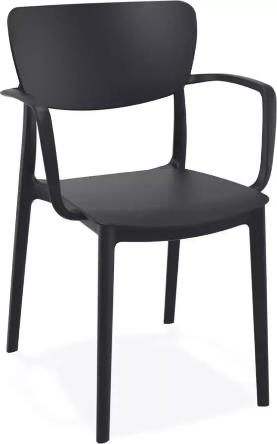 Alterego Design Alterego Stoel met armleuningen 'GRANPA' van zwarte kunststof