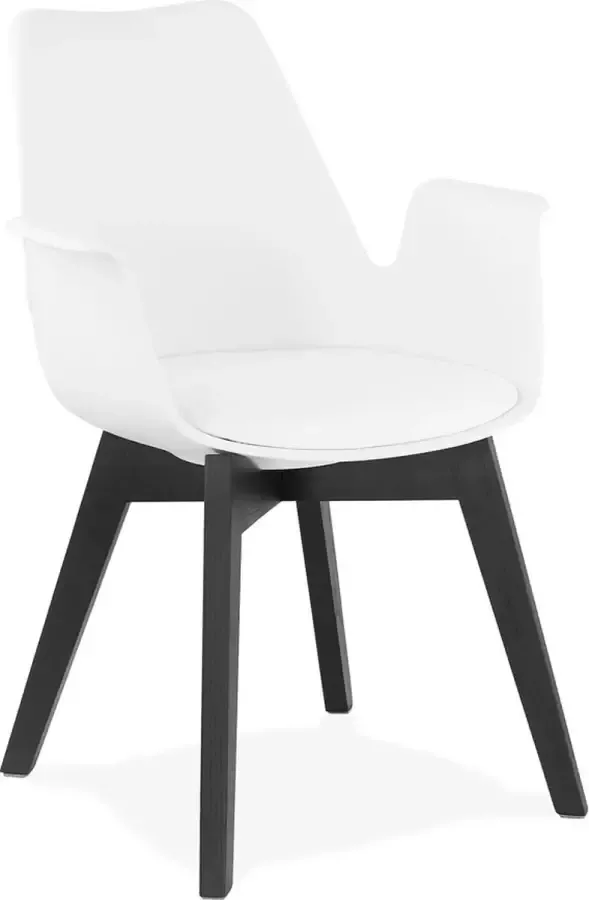 Alterego Design Alterego Stoel met armleuningen 'MISTRAL' wit met poten in zwart hout