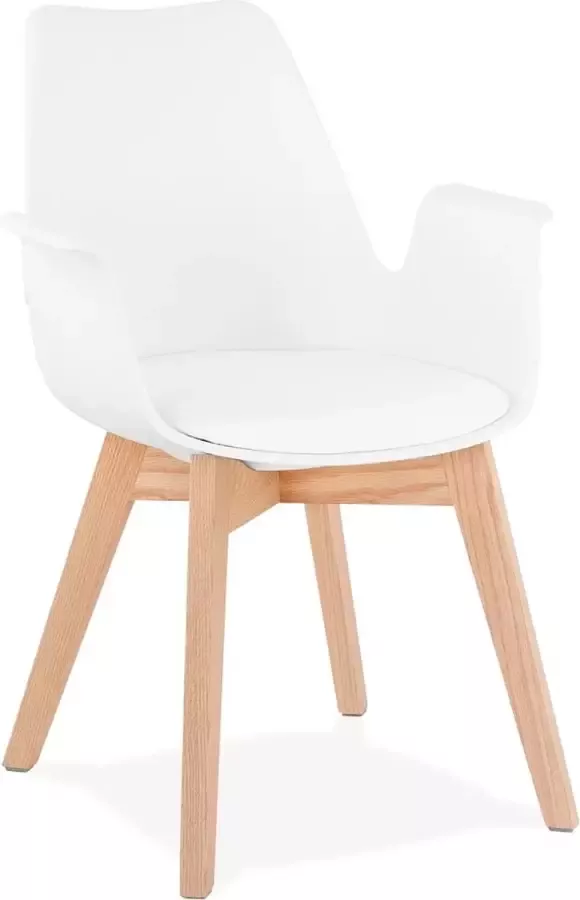 Alterego Design Alterego Stoel met armleuningen 'MISTRAL' wit Scandinavische stijl