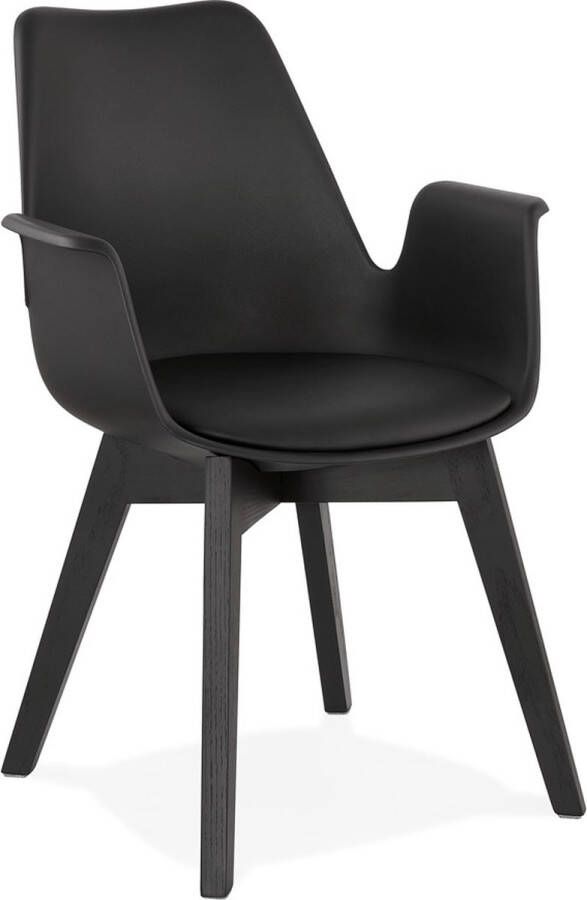 Alterego Design Alterego Stoel met armleuningen 'MISTRAL' zwart met poten in zwart hout