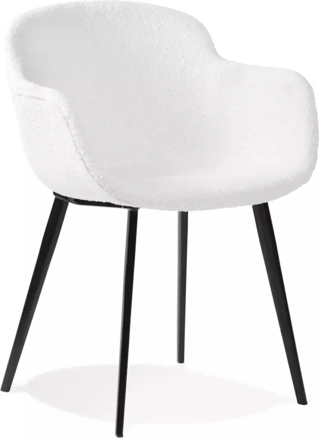 Alterego Design Alterego Stoel met armleuningen 'RACHEL' van witte boucléstof