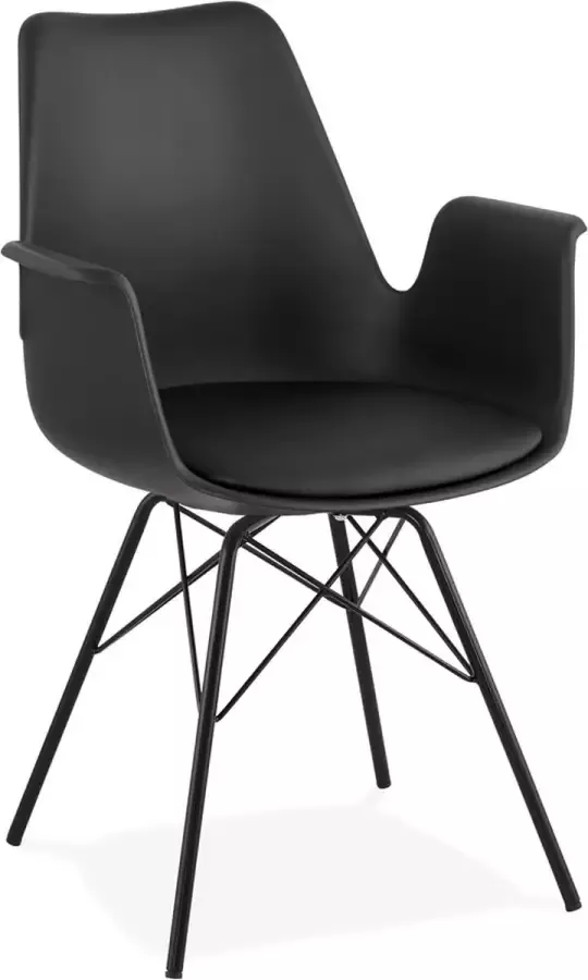 Alterego Design Alterego Stoel met armleuningen 'SALY' zwarte industriële stijl