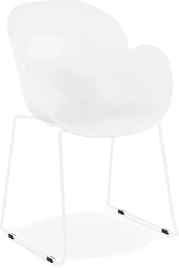Alterego Design Alterego Stoel met armleuningen 'ZAKARY' wit met metalen voet binnen buiten