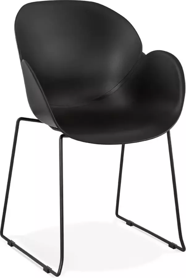 Alterego Design Alterego Stoel met armleuningen 'ZAKARY' zwart met metalen voet binnen buiten