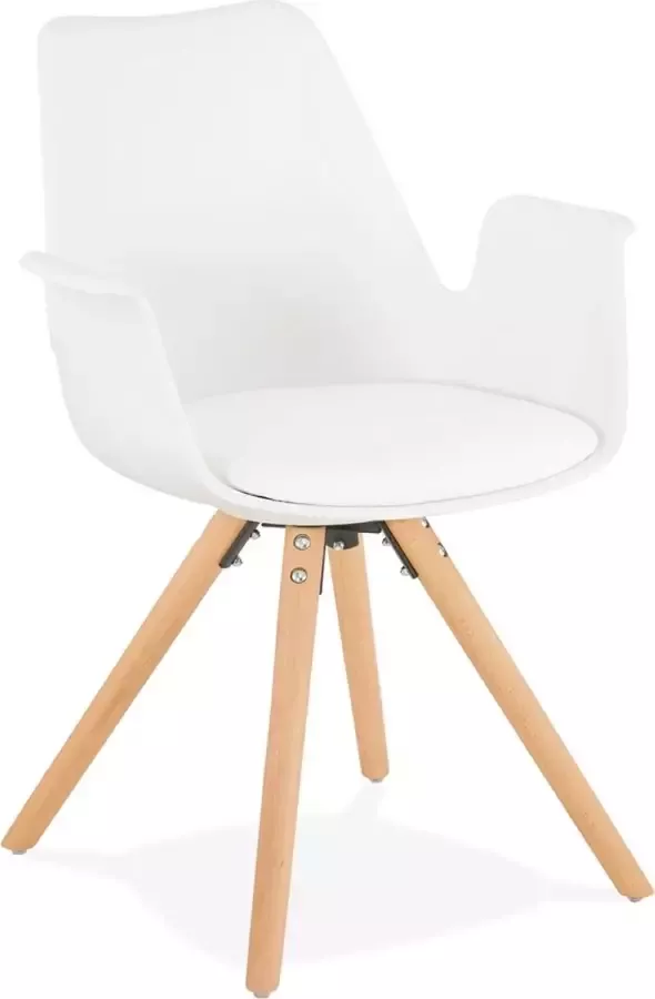 Alterego Design Alterego Stoel met armleuningen 'ZALIK' in witte Scandinavische stijl