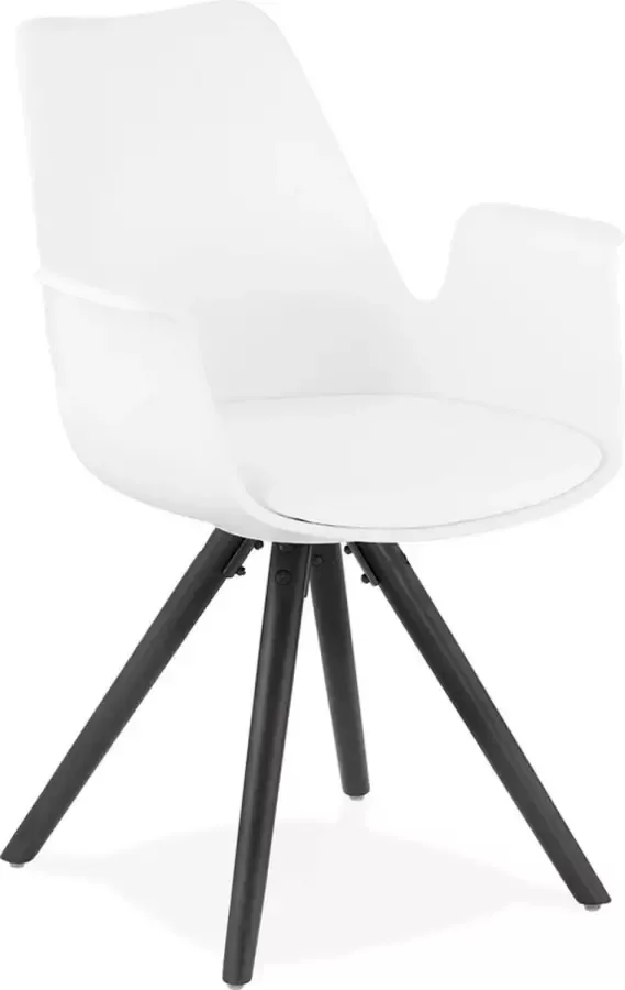 Alterego Design Alterego Stoel met armleuningen 'ZALIK' wit met poten in zwart hout