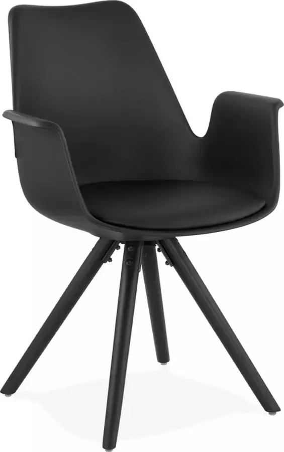 Alterego Design Alterego Stoel met armleuningen 'ZALIK' zwart met poten in zwart hout