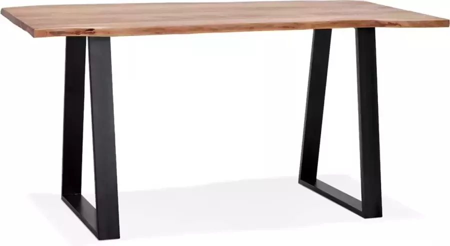 Alterego Design Alterego Table de bar haute 'RAFA' en bois massif et métal 200x95 cm