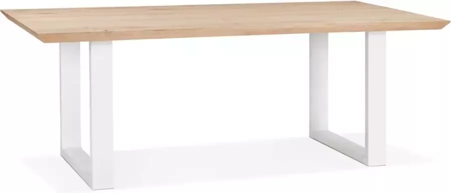 Alterego Design Alterego Table de salle à manger 'NATURA' en chêne massif avec pieds en métal blanc 200x100 cm