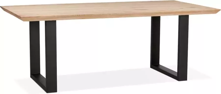 Alterego Design Alterego Table de salle à manger 'NATURA' en chêne massif avec pieds en métal noir 200x100 cm