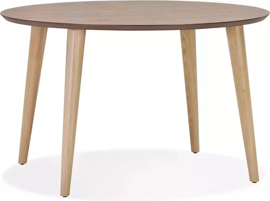 Alterego Design Alterego Uitschuifbare ronde eettafel 'ORTENSIA' van natuurkleurig afgewerkt hout 120-220x120 cm