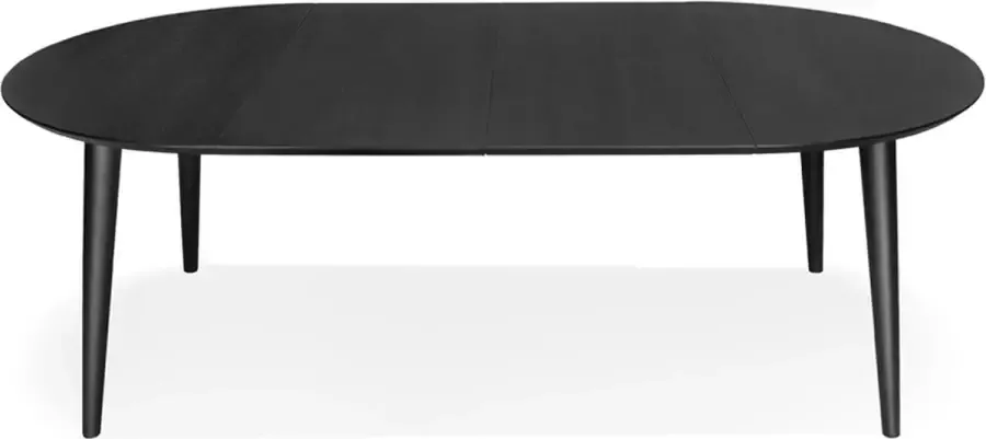 Alterego Design Alterego Uitschuifbare ronde eettafel 'ORTENSIA' van zwart hout 120-220x120 cm