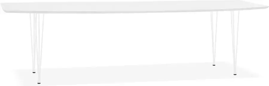 Alterego Design Alterego Uitschuifbare witte design eettafel 'HUSKI' met witte metalen poten 170(270)x100 cm