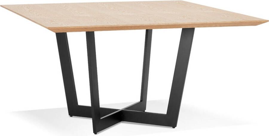 Alterego Design Alterego Vierkante eettafel 'ANITA' van natuurkleurig afgewerkt hout en zwart metaal 140x140 cm