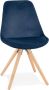 Alterego Design Alterego Vintage 'RICKY' stoel in blauw fluweel met poten in natuurlijk hout - Thumbnail 1
