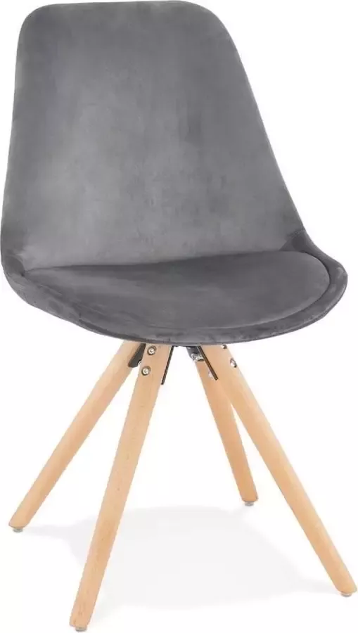 Alterego Design Alterego Vintage 'RICKY' stoel in grijs fluweel met poten in natuurlijk hout