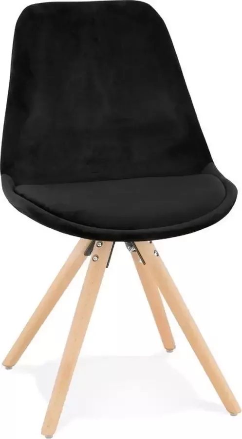 Alterego Design Alterego Vintage 'RICKY' stoel in zwart fluweel met poten in natuurlijk hout
