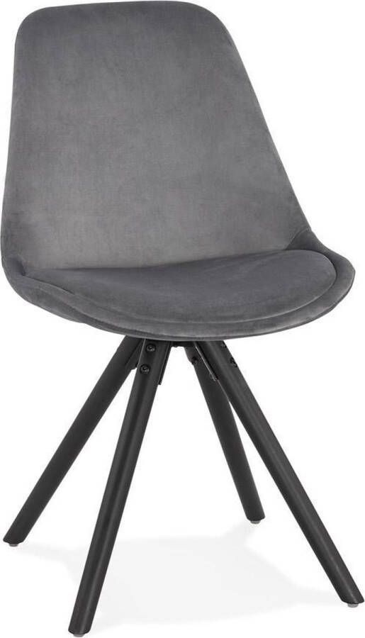 Alterego Design Alterego Vintage stoel 'RICKY' in grijs fluweel en poten in zwart hout