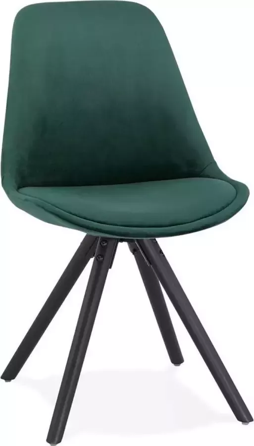 Alterego Design Alterego Vintage stoel 'RICKY' in groen fluweel en poten in zwart hout