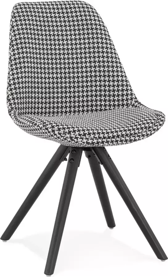 Alterego Design Alterego Vintage stoel 'RICKY' in pied-de-poule-print stof en poten in zwart hout