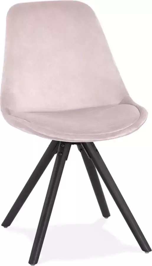 Alterego Design Alterego Vintage stoel 'RICKY' in roze fluweel en poten in zwart hout