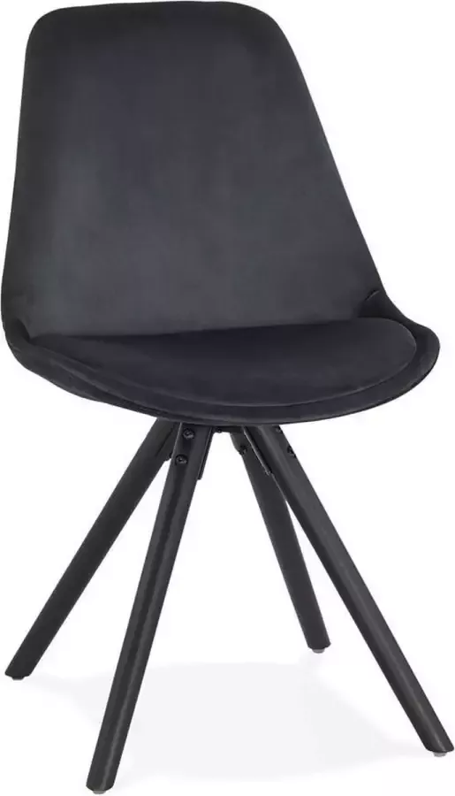 Alterego Design Alterego Vintage stoel 'RICKY' in zwart fluweel en poten in zwart hout