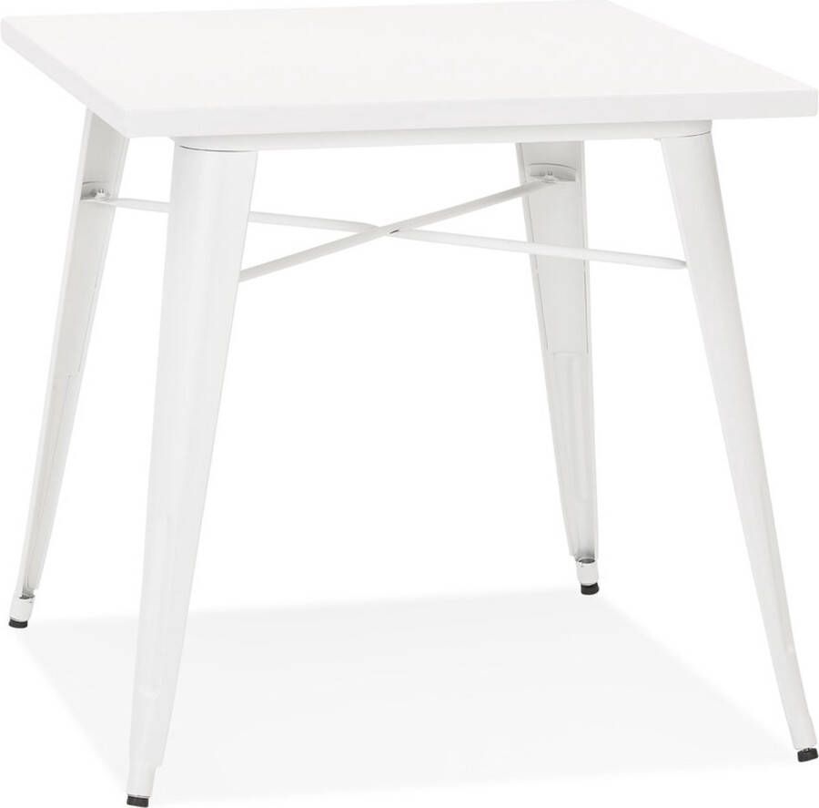 Alterego Design Alterego Wit industrieel eettafeltje 'LALOU' 76x76 cm