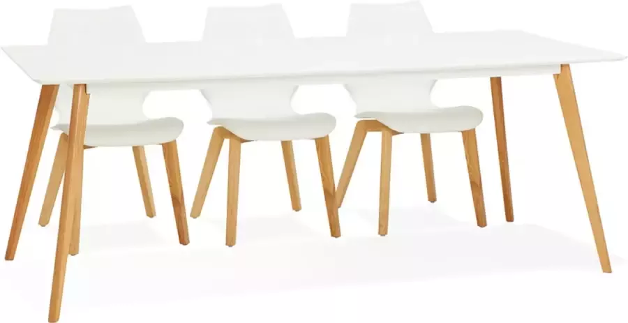 Alterego Design Alterego Witte design eettafel 'MADY' in Scandinavische stijl 200x90 cm