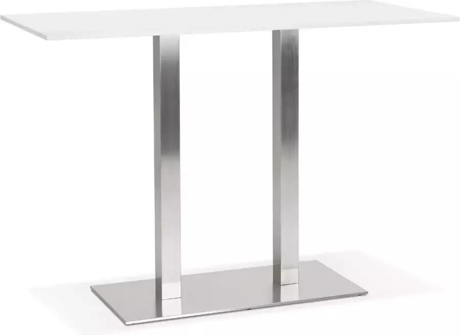 Alterego Design Alterego Witte design statafel 'DENVER BAR' met geborsteld metalen poot 160x80 cm