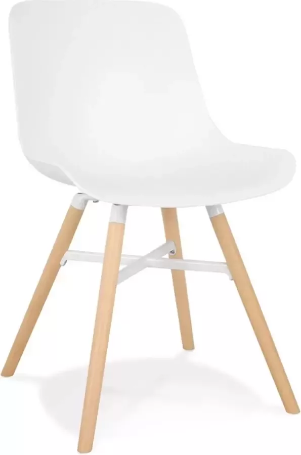 Alterego – Gladys – Witte Designer Stoel – Natuurlijke Houten Poten – 55x48x81 cm - Foto 2