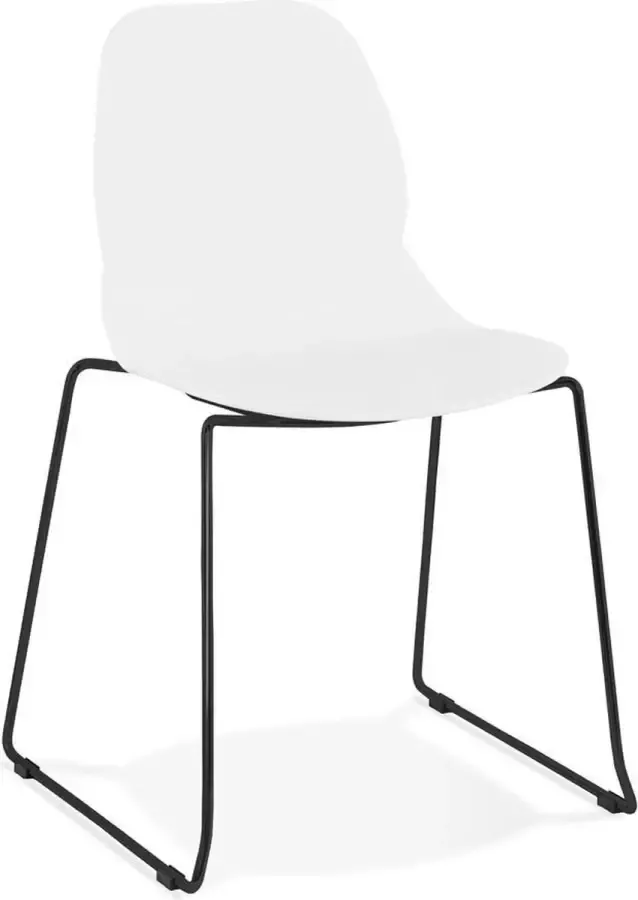 Alterego Design Alterego Witte design stoel 'NUMERIK' met poten van zwart metaal