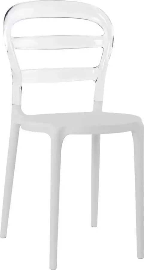 Alterego Design Alterego Witte en transparante design stoel 'BARO' uit kunststof