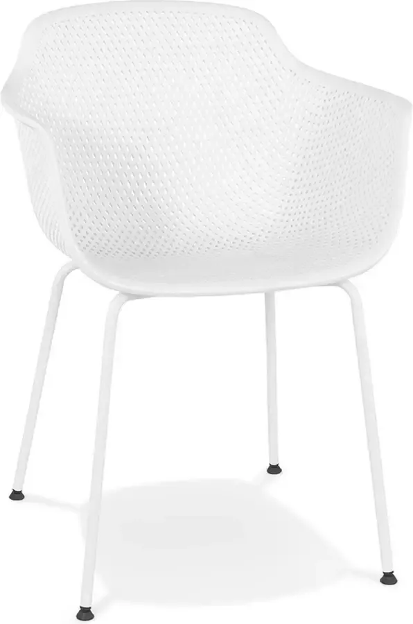 Alterego Design Alterego Witte geperforeerde stoel met armleuningen 'DRAK' binnen buiten